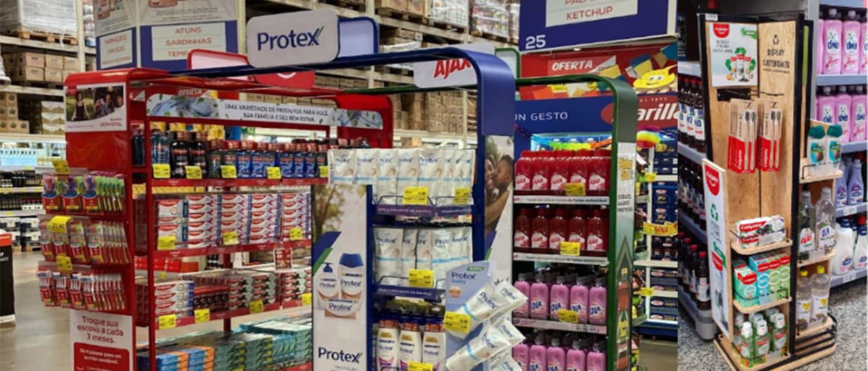  Imagem de uma loja com todos os produtos da Colgate